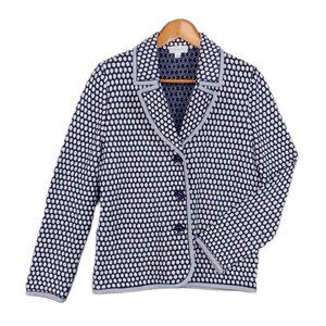 VTG ST JOHN SPORT Blazer Wool Blend Knit Polka Dot Classic USA Size S